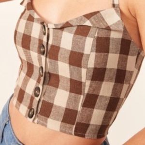 Reformation Gingham halter crop top